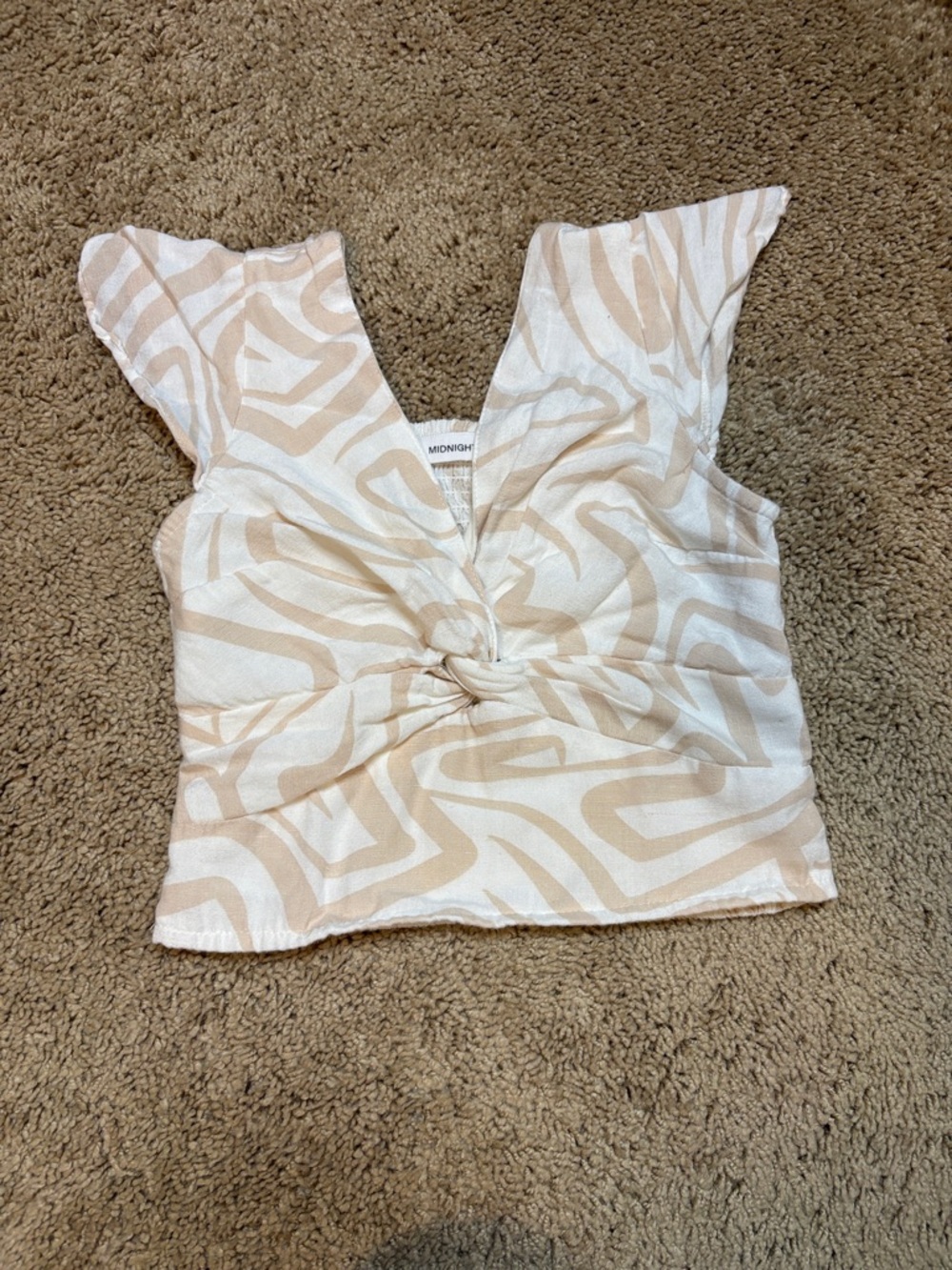 Neutral Print Twist-Knot Crop Top by MIDNIGHT